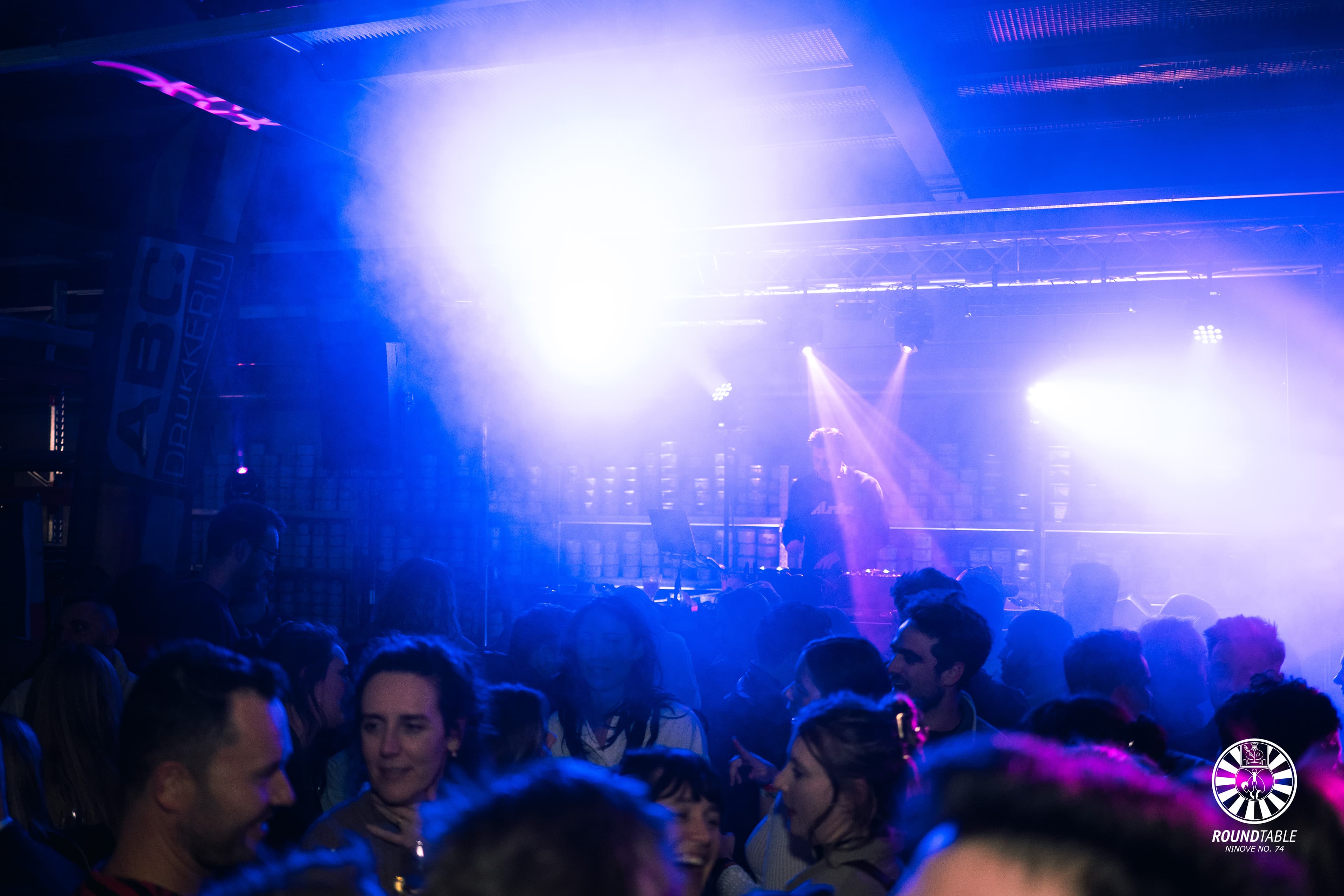 Feestende menigte met DJ